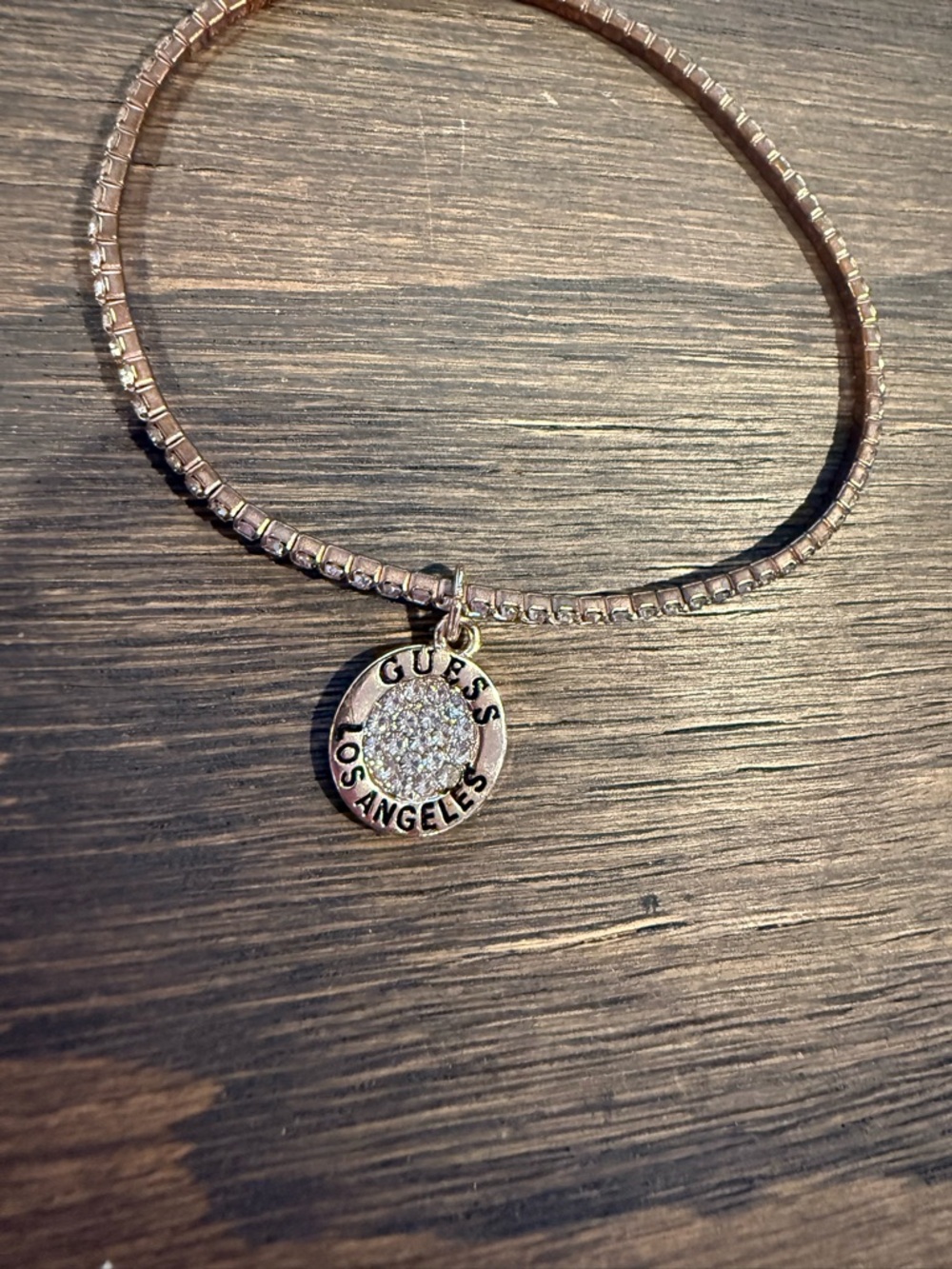 GUESS Gold-Tone Los Angeles Pave Pendant Bracelet